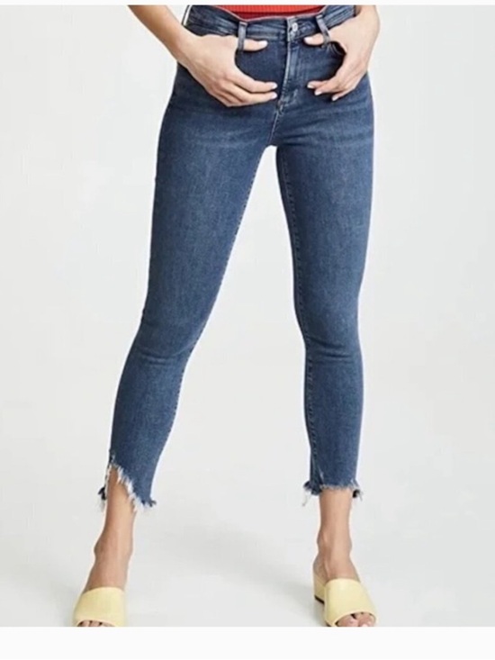 Agolde Denim - AGOLDE Sophie High Rise Skinny Crop Jeans Raw Hem Blue Denim Size 25